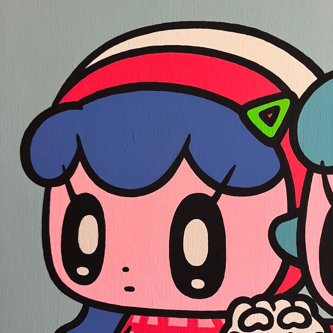 美品　モニョチタポミチ　ぎょうざちゃん食わせろ〜　原画　アクリル　キャンバス