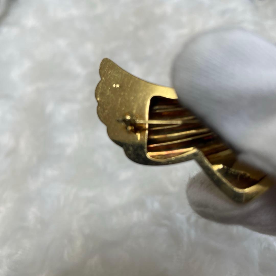 K18 ゴールド　18金　流線型羽ブローチ ペンダントヘッド