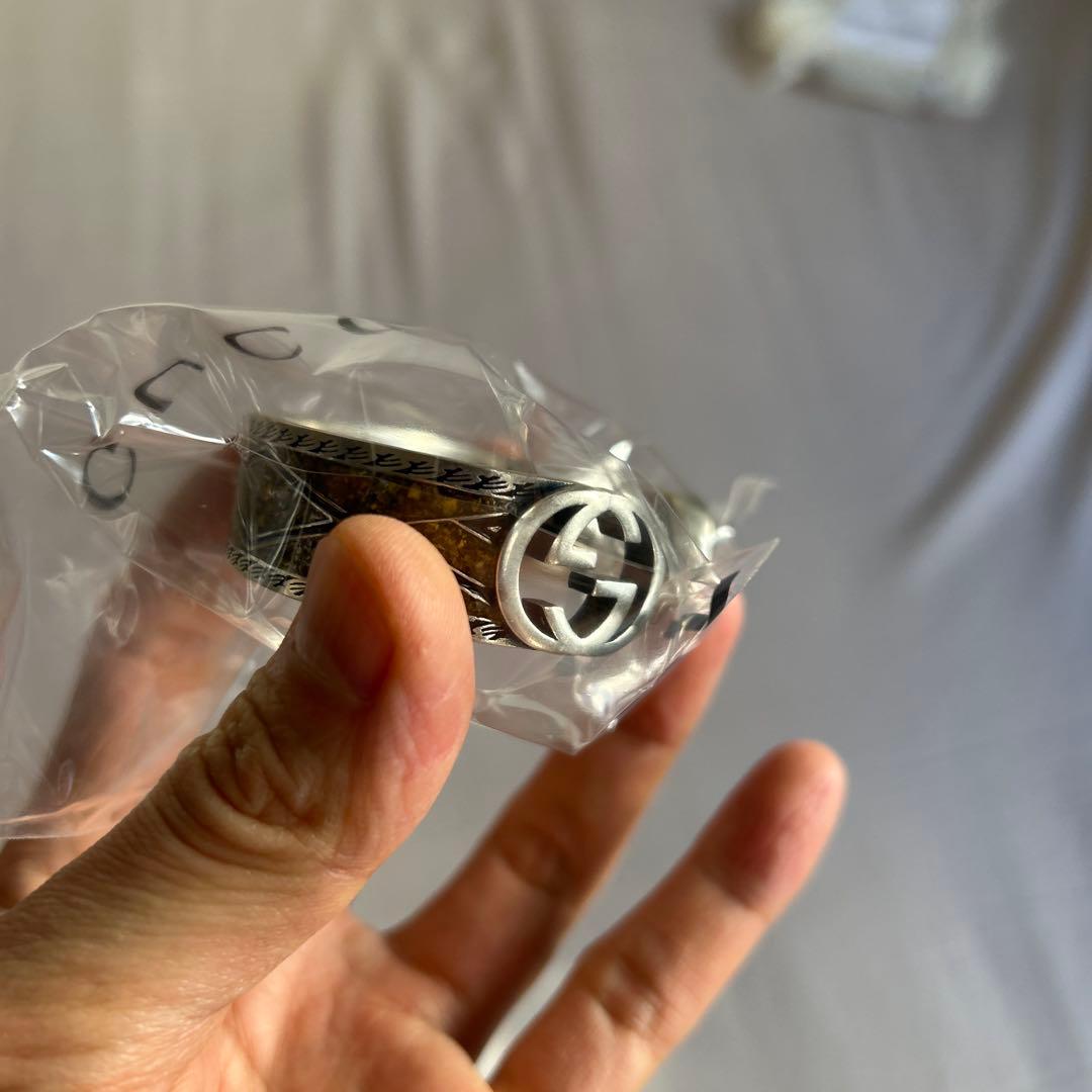 【新品未使用品】GUCCI シルバー バングル エナメル サイズ:16mm