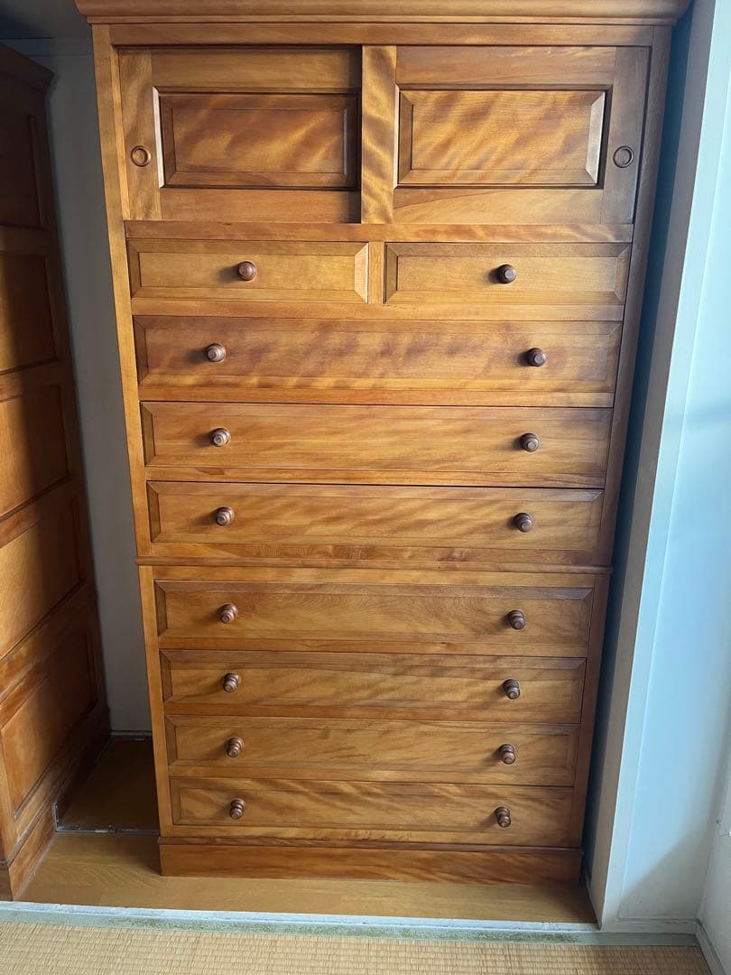 松本民藝系九州民藝家具　昇箪笥 みずめ桜無垢　三方桐無垢