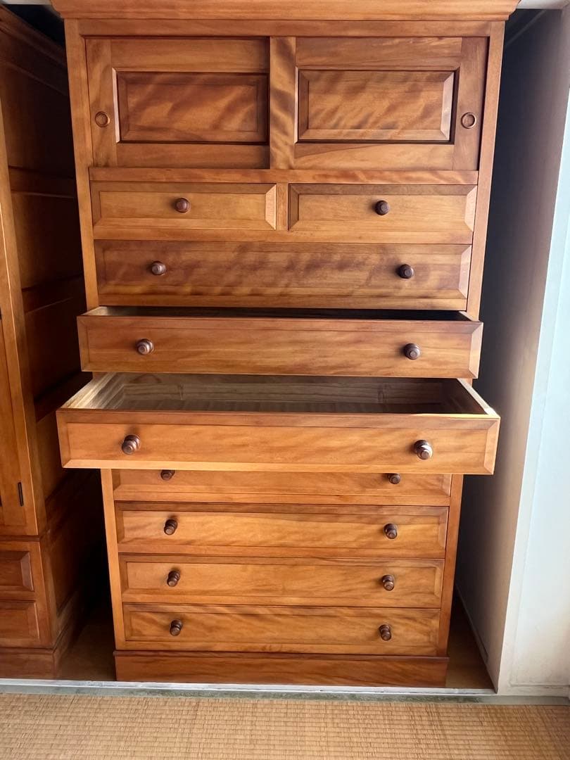 松本民藝系九州民藝家具　昇箪笥 みずめ桜無垢　三方桐無垢