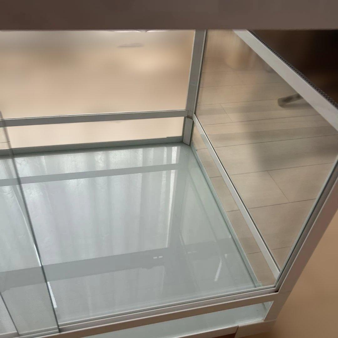 飼育ケージ 透明ガラス メッシュ蓋付き　付属品3個　爬虫類ケージ