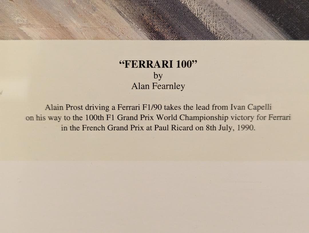 Ferrari 100 by Alan Fearnley アランプロスト サイン