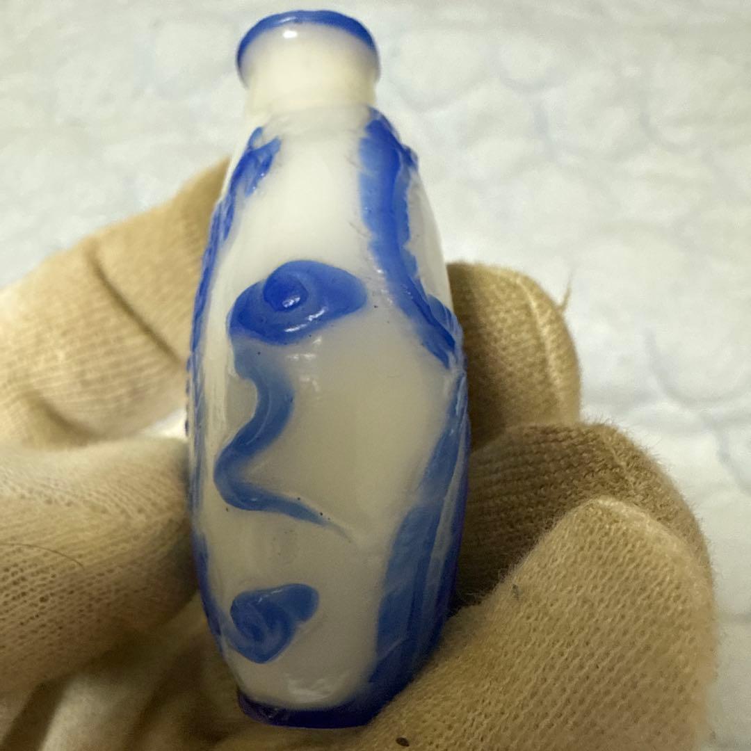 時代物　瑠璃硝子　鼻炎壺　龍　鳳