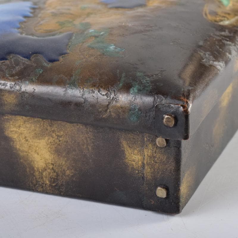 七宝焼　安藤七宝店　富士図　煙草入　煙草盆　共箱　V　7977