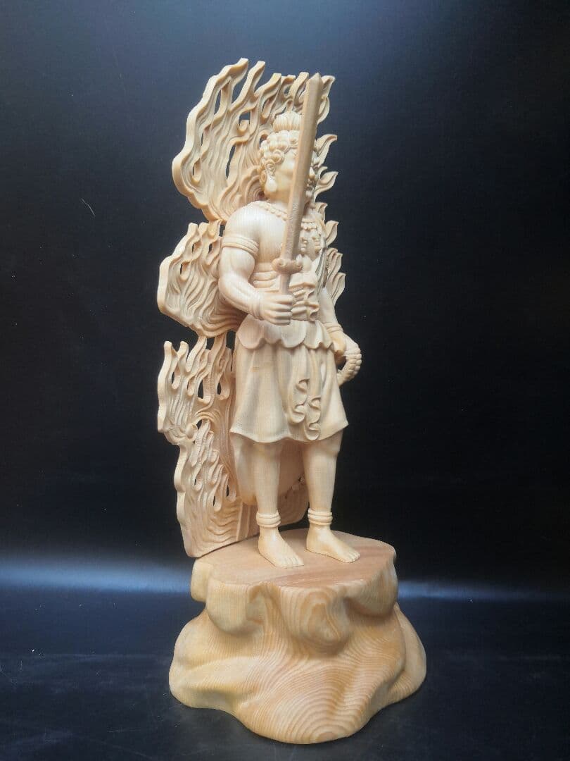 【修縁堂】彫刻仏像 不動明王立像 不動尊 仏教木彫 供養仏 商売繁盛