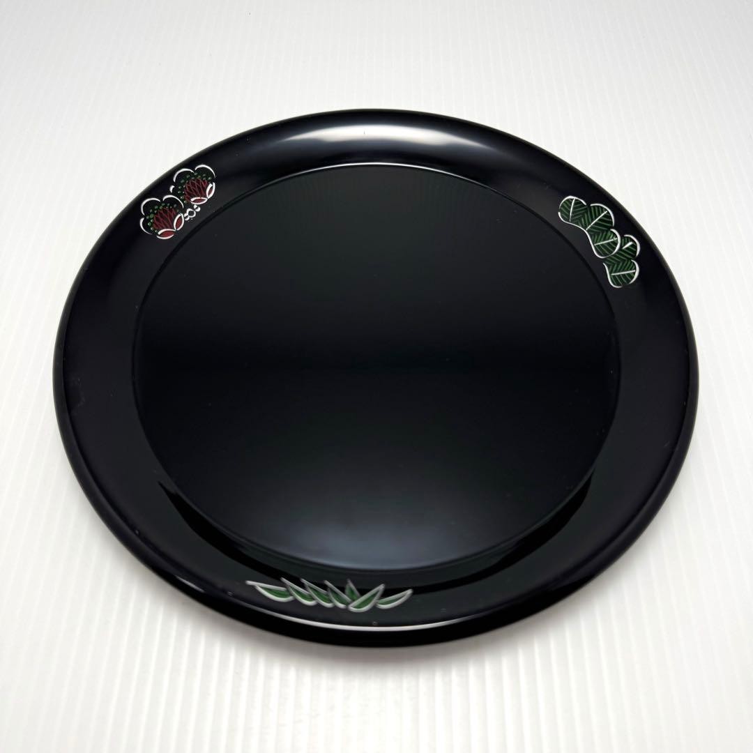 新品未使用 輪島塗 沈金 沈銀 漆器 皿 菓子皿 和皿 和柄 共箱 説明書