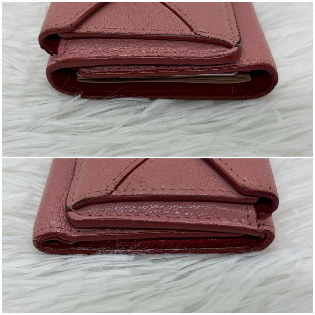 美品✨️ミュウミュウ　三つ折り財布　ラブレター　マドラス レザー ハート ピンク