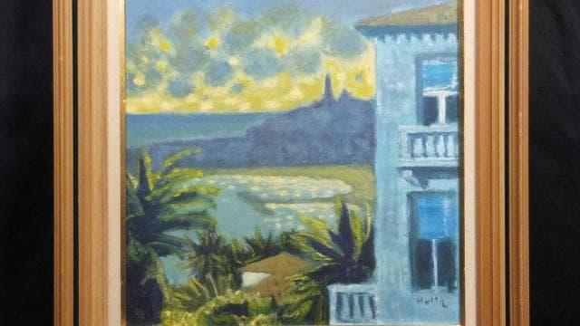 一枚の絵取扱作品　堀田高　直筆サイン『南仏カーニュにて　マントン暮色』0709C