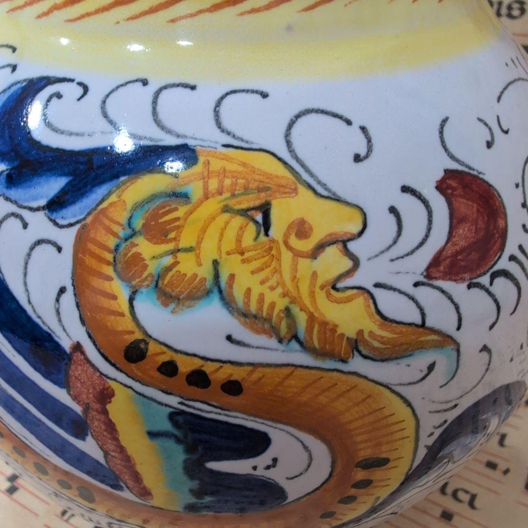 イタリア伝統工芸 デルータ焼 ドラゴン花模様ピッチャー ラファエレスク