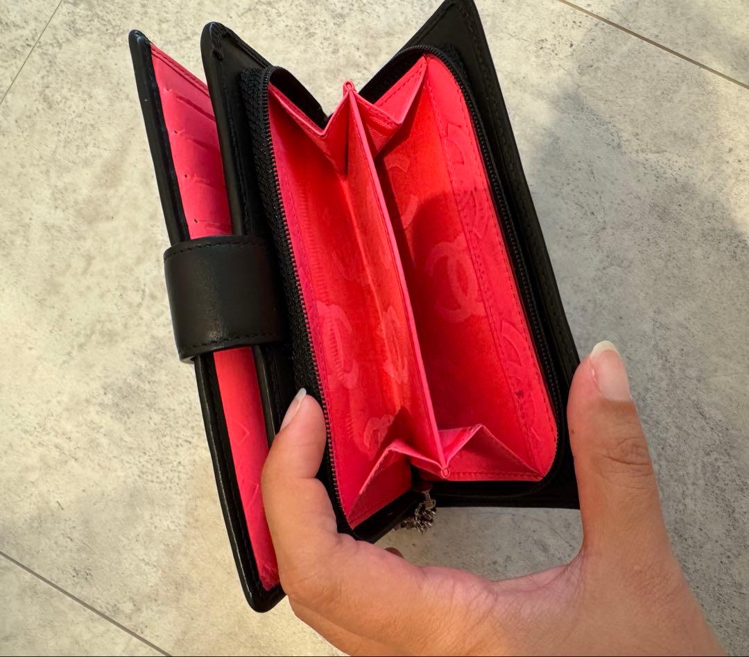 年末セール CHANEL 二つ折り財布 カンボンライン ココマーク ミニ財布 箱