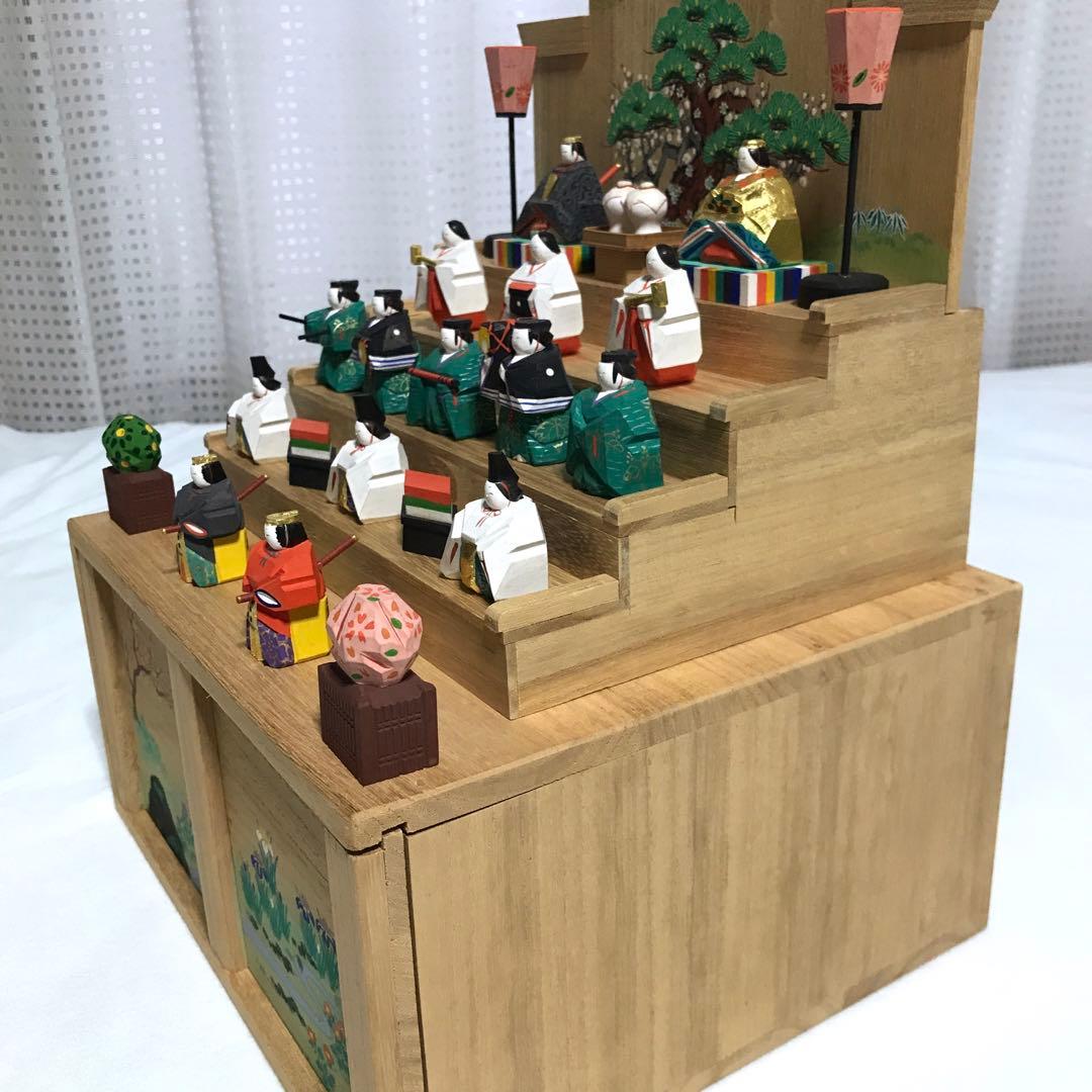 【美品・レア物】奈良一刀彫　ひな壇　雛人形15人揃　神泉作