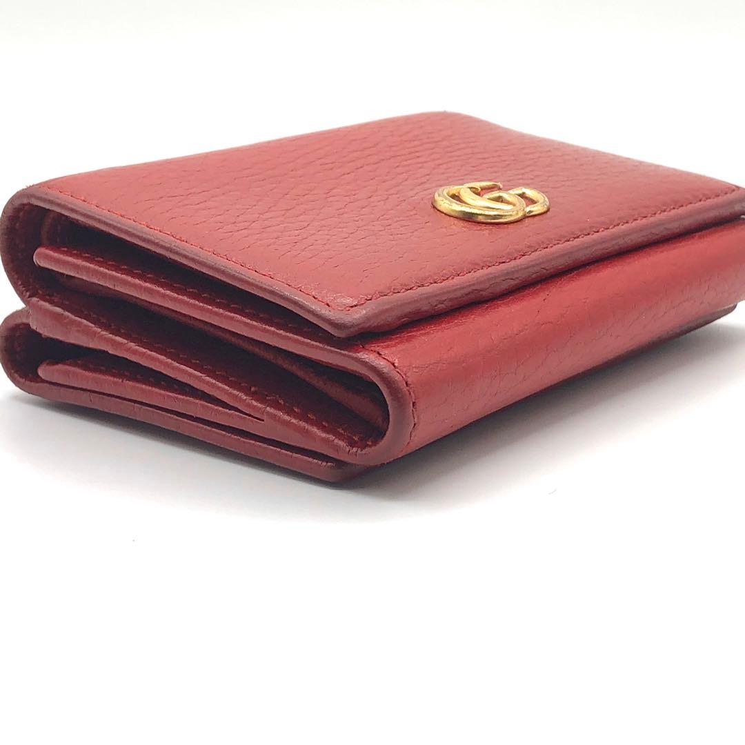 グッチ マーモント 三つ折り財布 レッド レザー