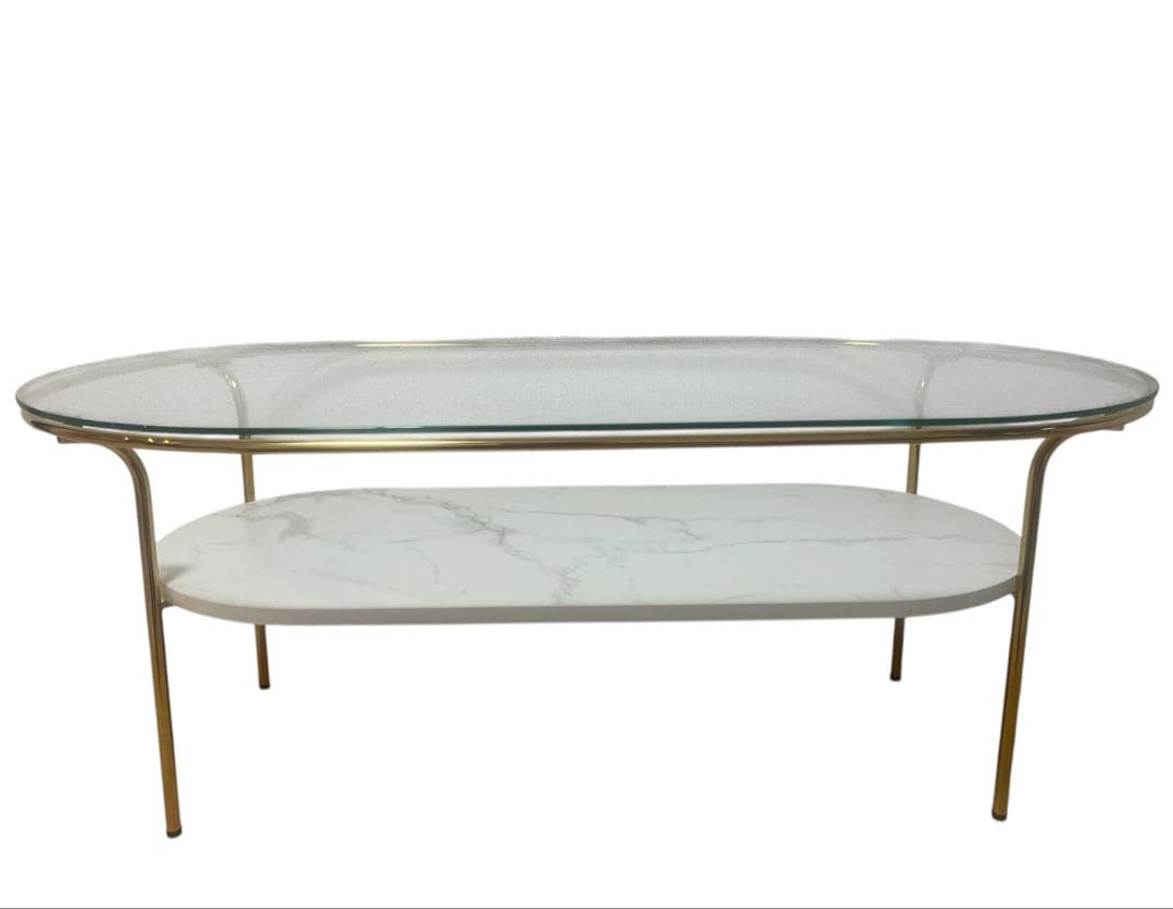 【美品】Francfranc レガートコーヒーテーブルL ゴールド×マーブル