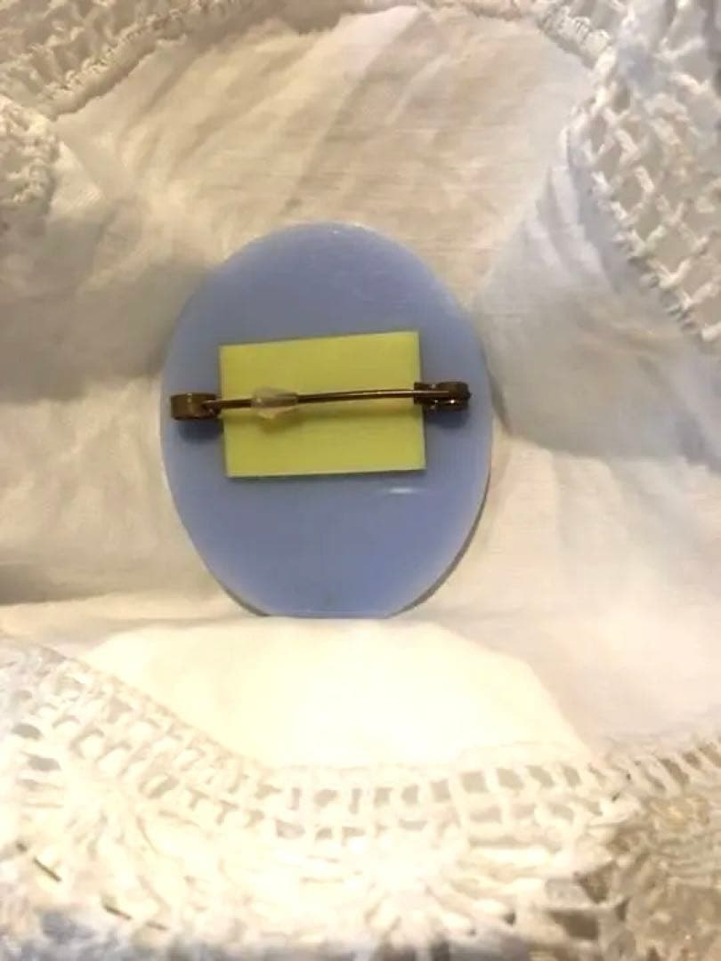 フレンチヴィンテージ　カメオ　アーリープラスチック　ベイビーブルー