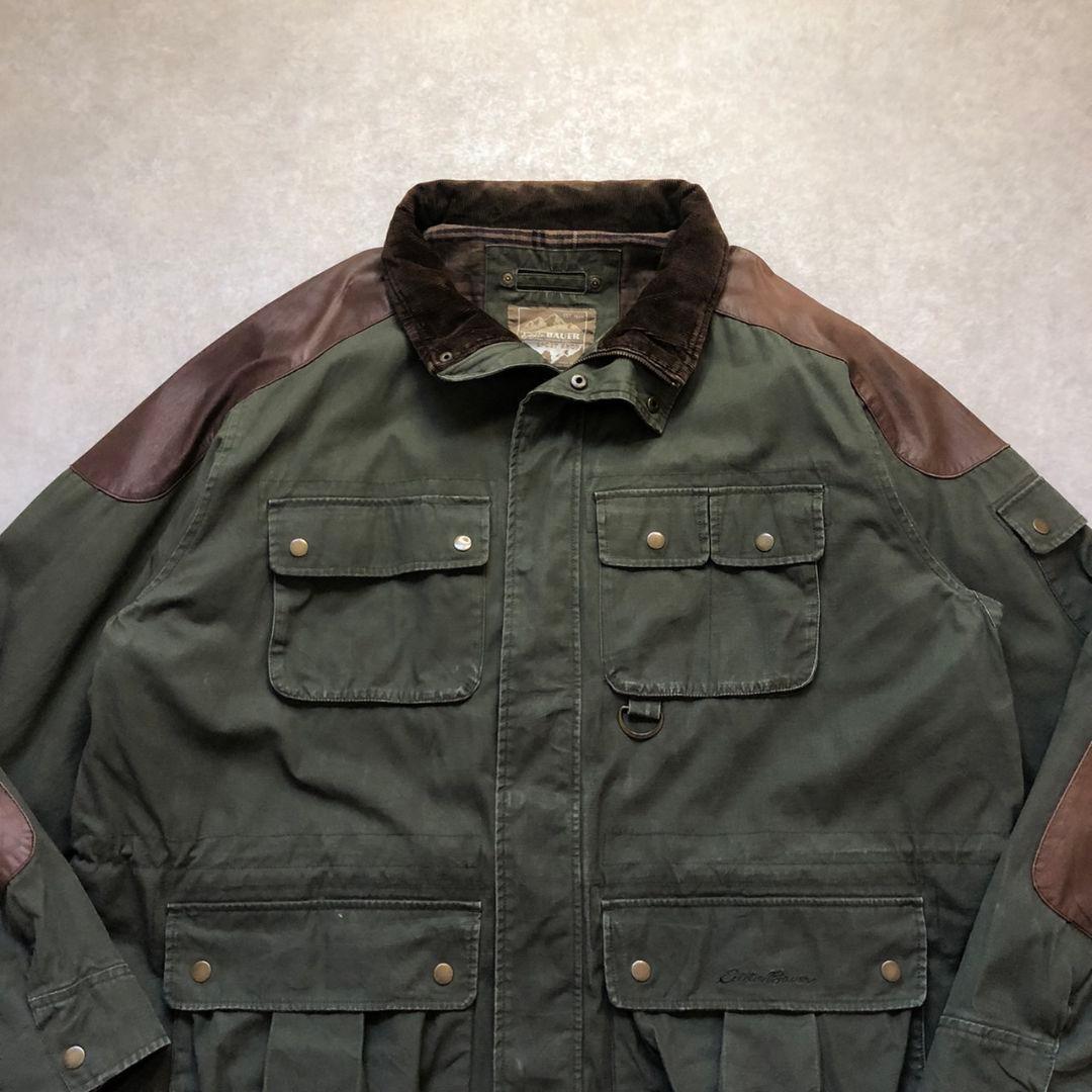 90〜00sヴィンテージエディーバウアーハンティングジャケット切り替えレザー