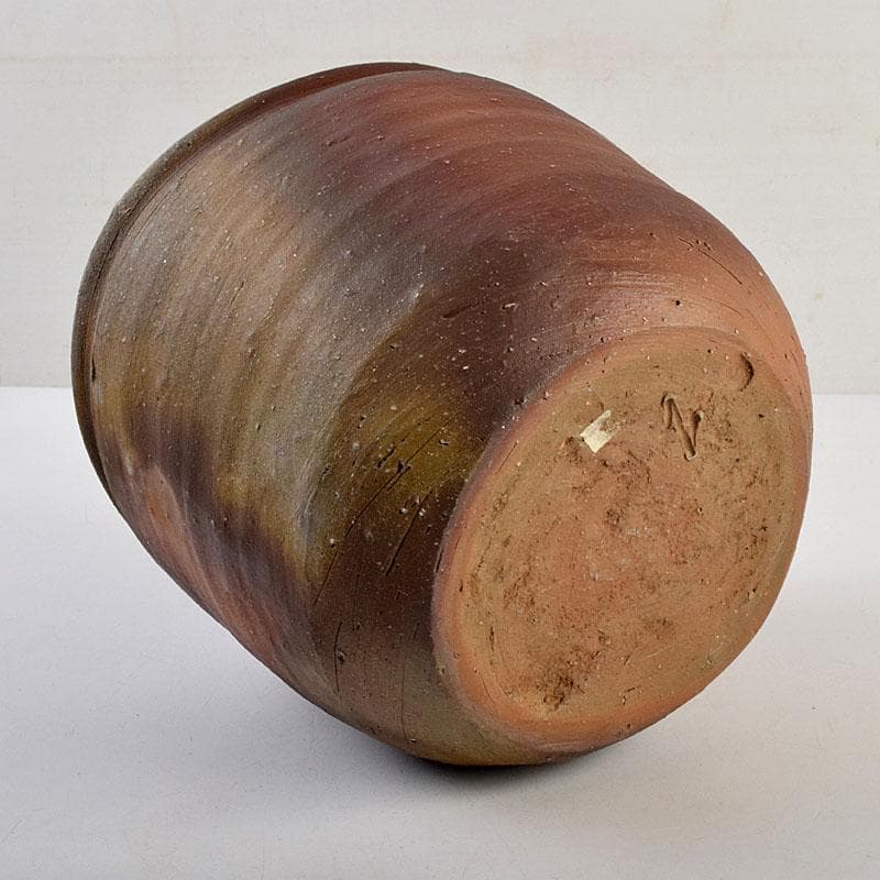 茶道具　備前焼　小山末廣作　一重口水指　共布共箱　C　9163D