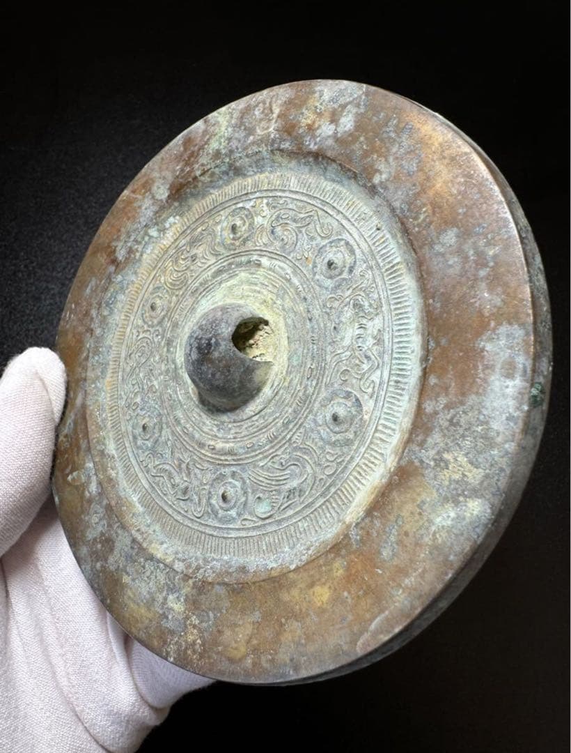 漢代 乳丁神獣 W中国古美術 極細工 工芸品 美術品置物 詳細不明 古鏡