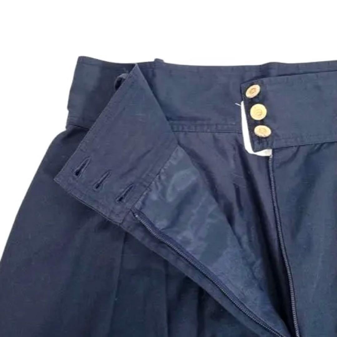 CHANEL シャネル　スカート　金ボタン　ココマーク　ネイビー