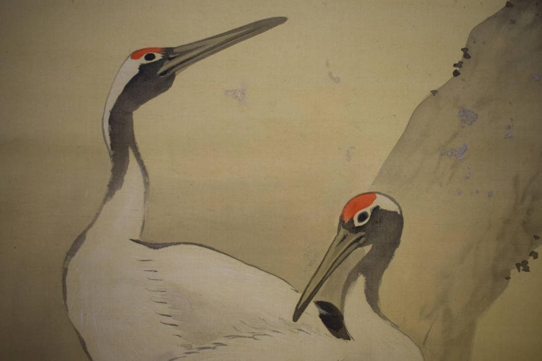 真作/岸連山/寿老鶴亀図/三幅対/布袋屋掛軸HG-111