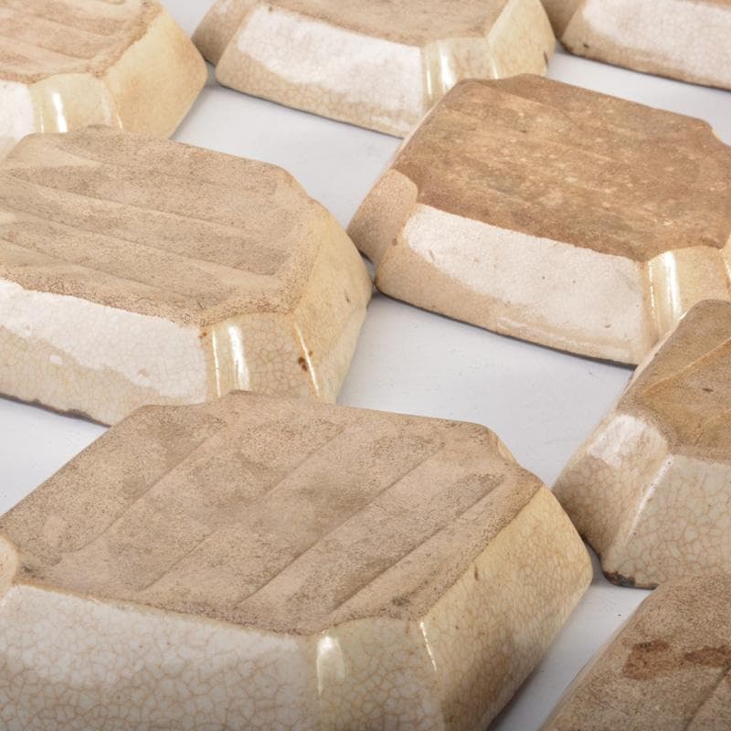 瀬戸焼　古瀬戸　鉄絵　梅花文　小皿　菱皿　銘々皿　十三客　C　6608Aぬ