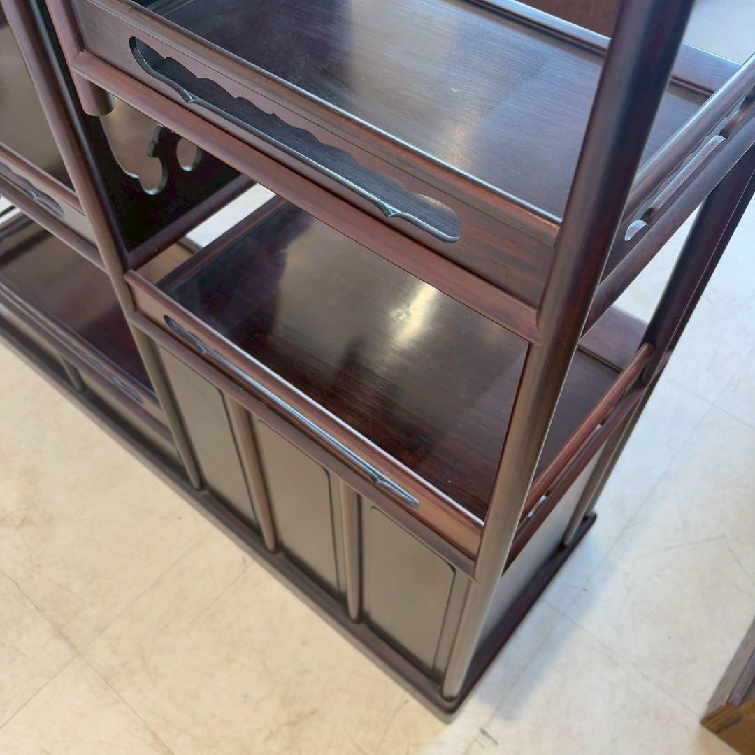 唐木家具 花梨 茶箪笥 飾り棚 日本式茶棚　筆返し　サイドボード ビンテージ