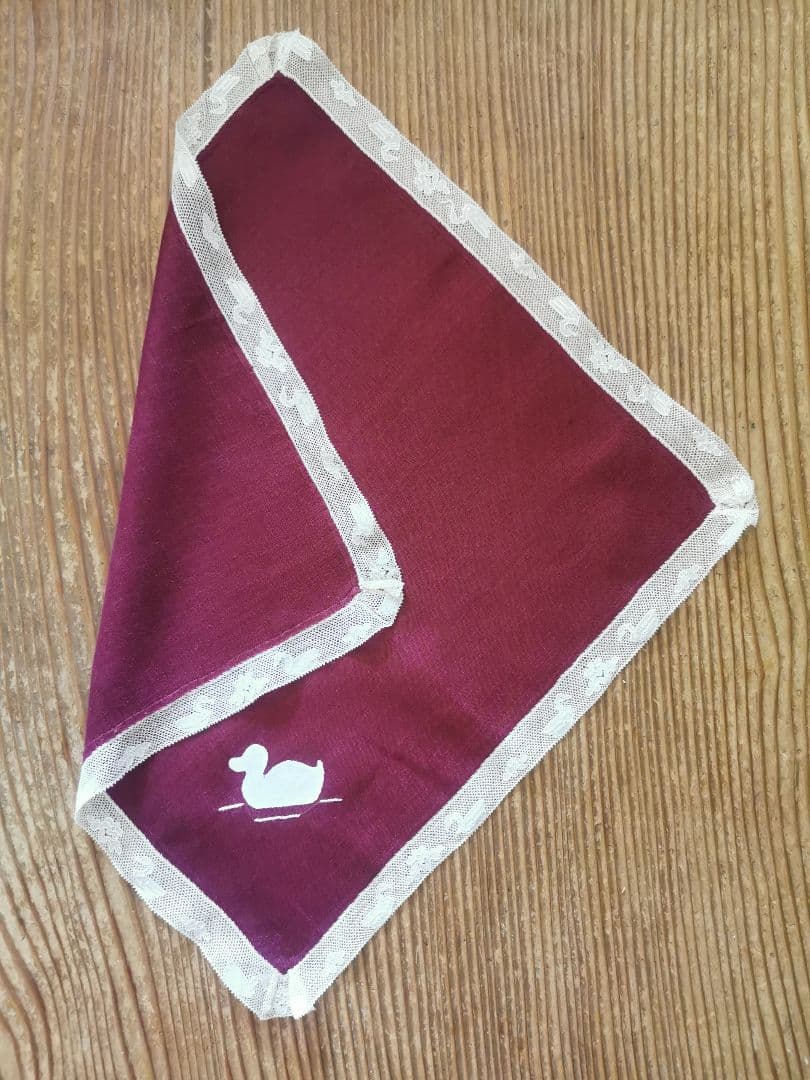 アンティーク 家鴨アップリケ刺繍 繊細な水鳥＆水草花アランソンレース クロス α