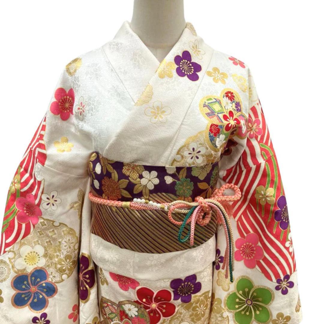≪早い者勝ち≫【美品】 振袖 正絹 古典柄 成人式 単品 白 S*110 ●