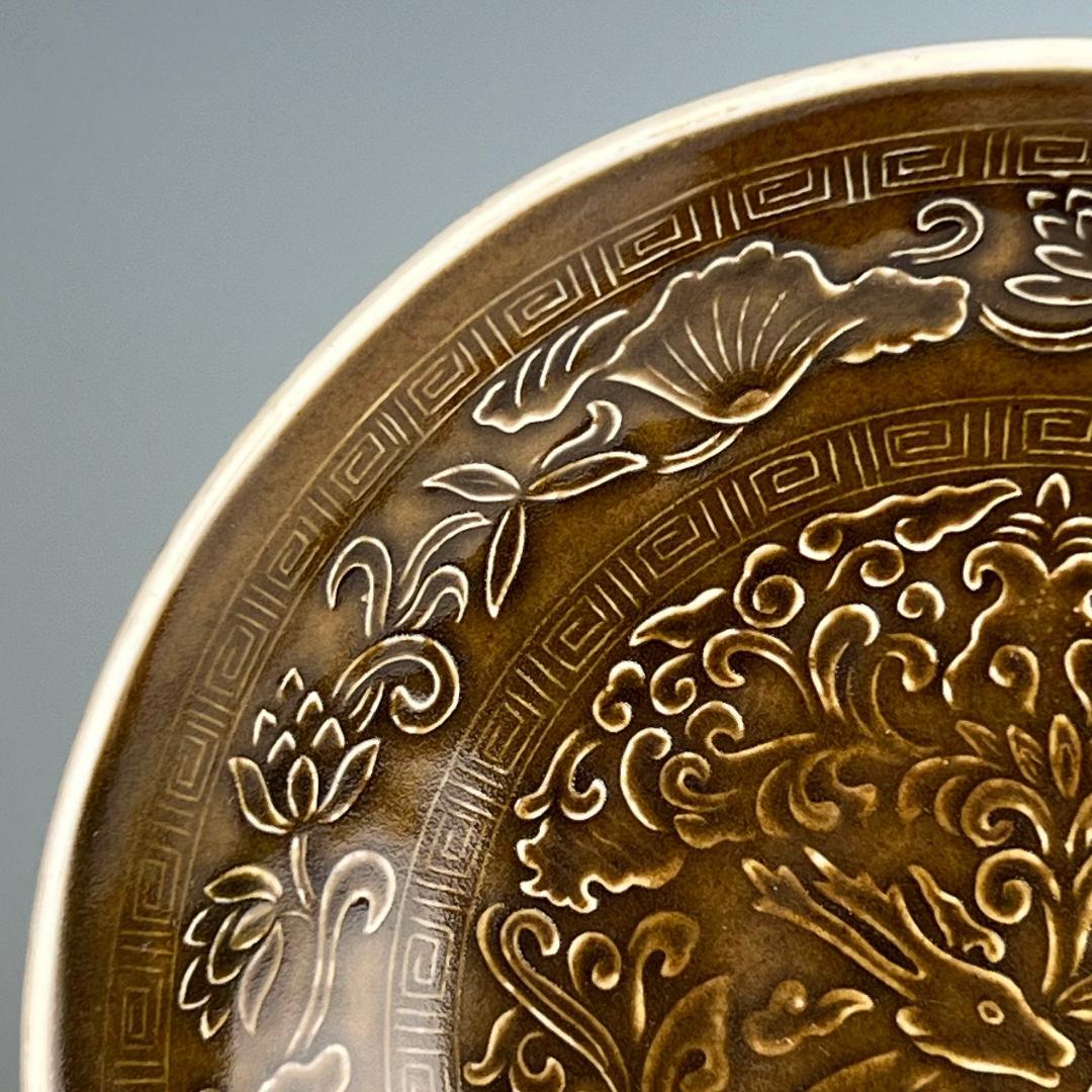 定窯紫金釉鹿紋碗 唐物 中国古玩 中国美術 唐物 擺件 A895