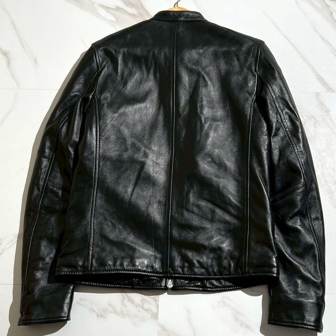 【美品】ナノユニバース レザージャケット ラムレザー キルティング シングル 黒