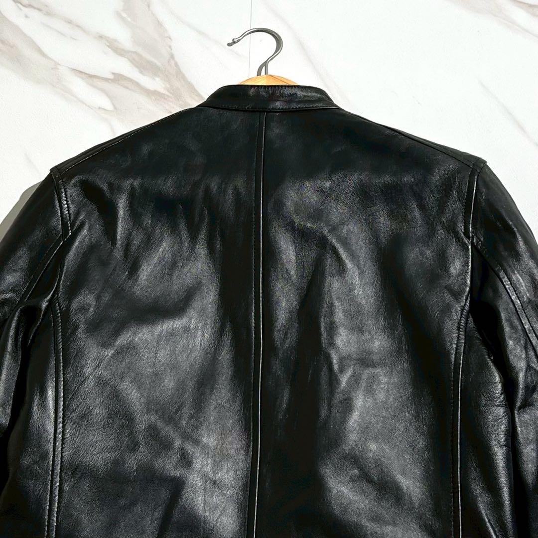 【美品】ナノユニバース レザージャケット ラムレザー キルティング シングル 黒