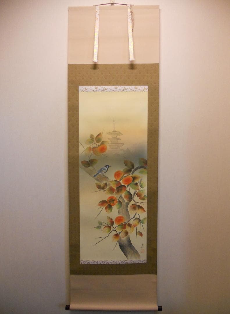 まろんママ掛け軸 横山香秋 『 古都清秋 』 絹本 希少 軸装 掛軸 美品