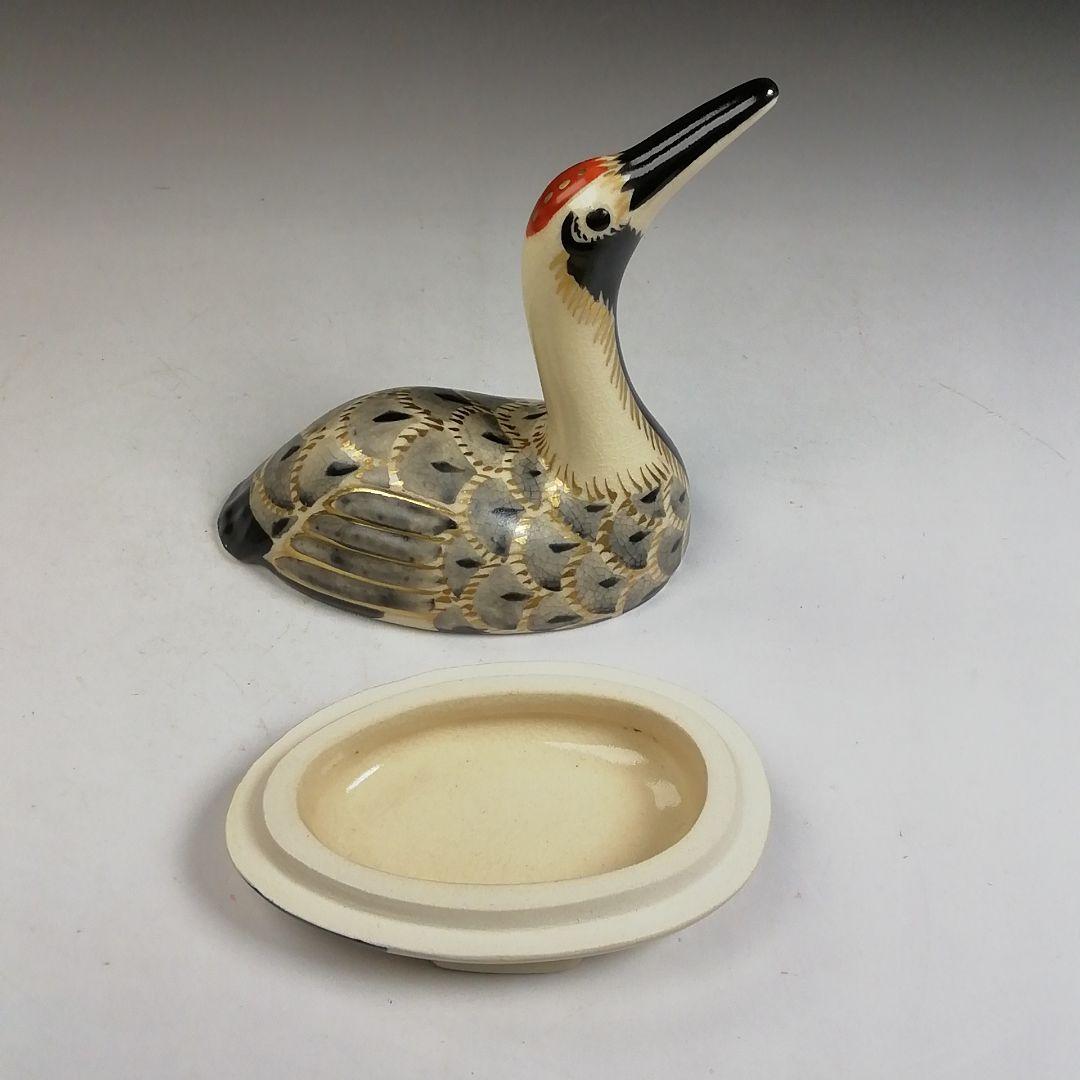 Ｗ９８　香合　『仁清写　鶴』『平安　手塚桐鳳 造』　共箱　茶道具