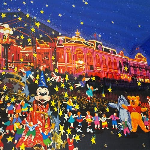 ヒロ・ヤマガタ ディズニー 星に願いを シルクスクリーン 本人サイン 鑑定書付