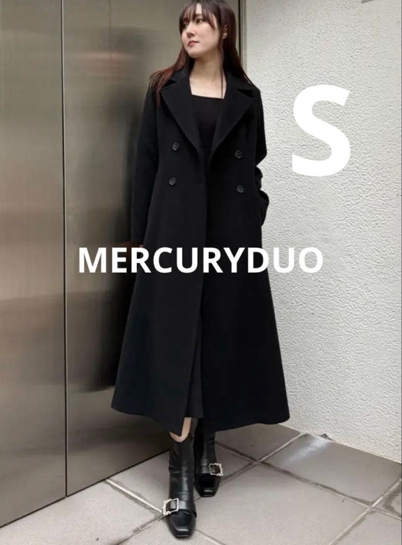 MERCURYDUO フィットアンドフレアコート S ブラック