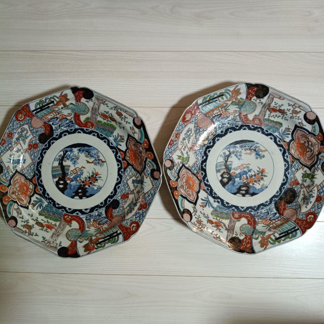 古伊万里 　大皿　飾皿　直径約４１cm　２個セット 木箱あり