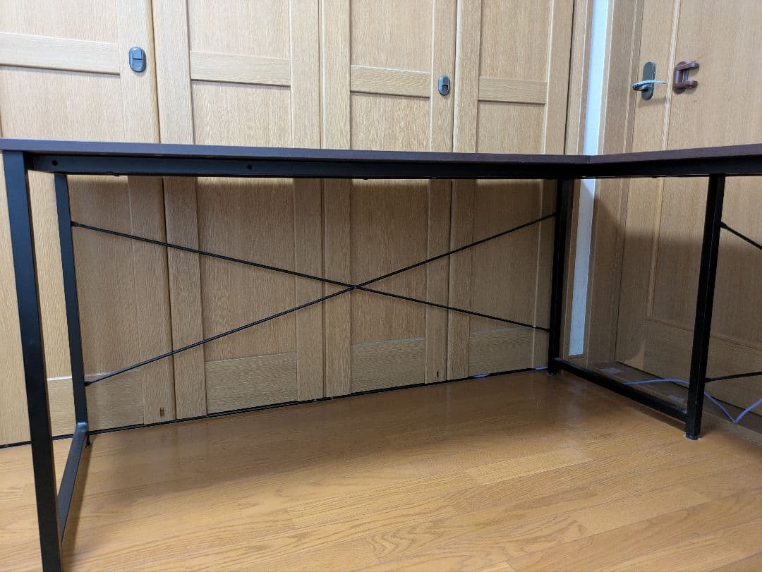 【引取限定】L字型デスク　ブラウン　サンワダイレクト　パソコン、コーナーデスク