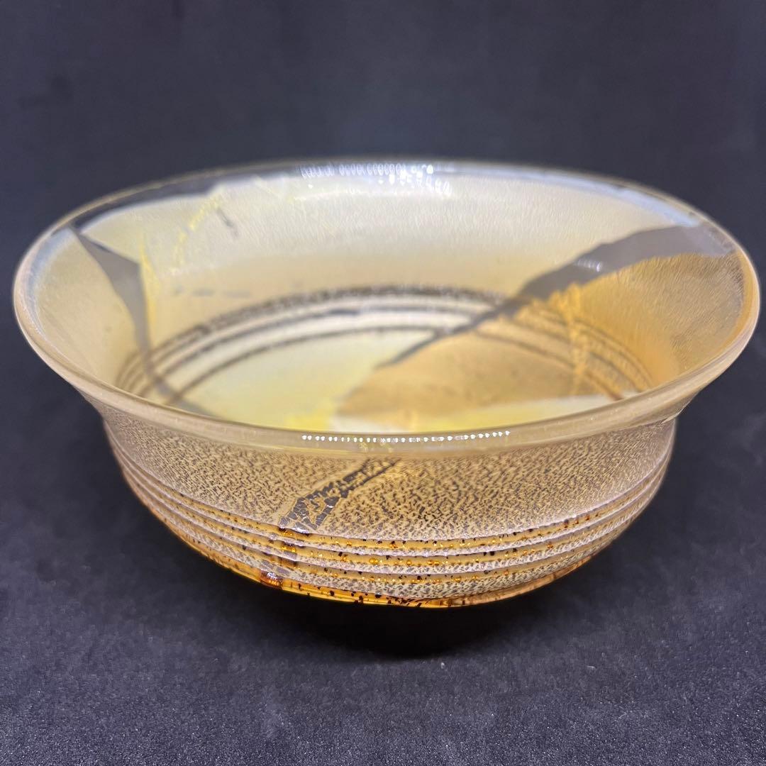 石井康治　金彩硝子　茶碗