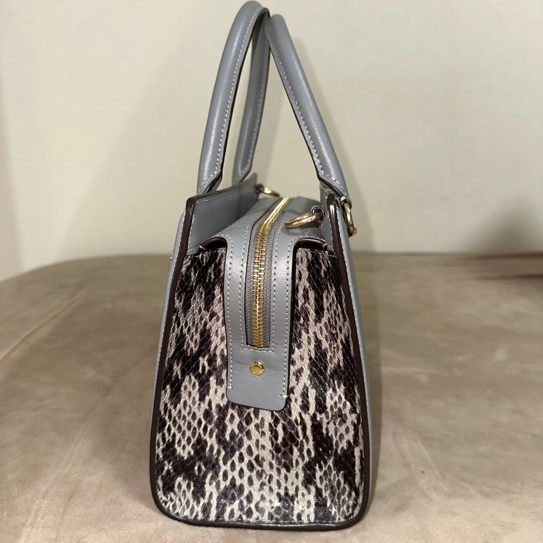 purin グレー レザー ショルダー・ハンドバッグ