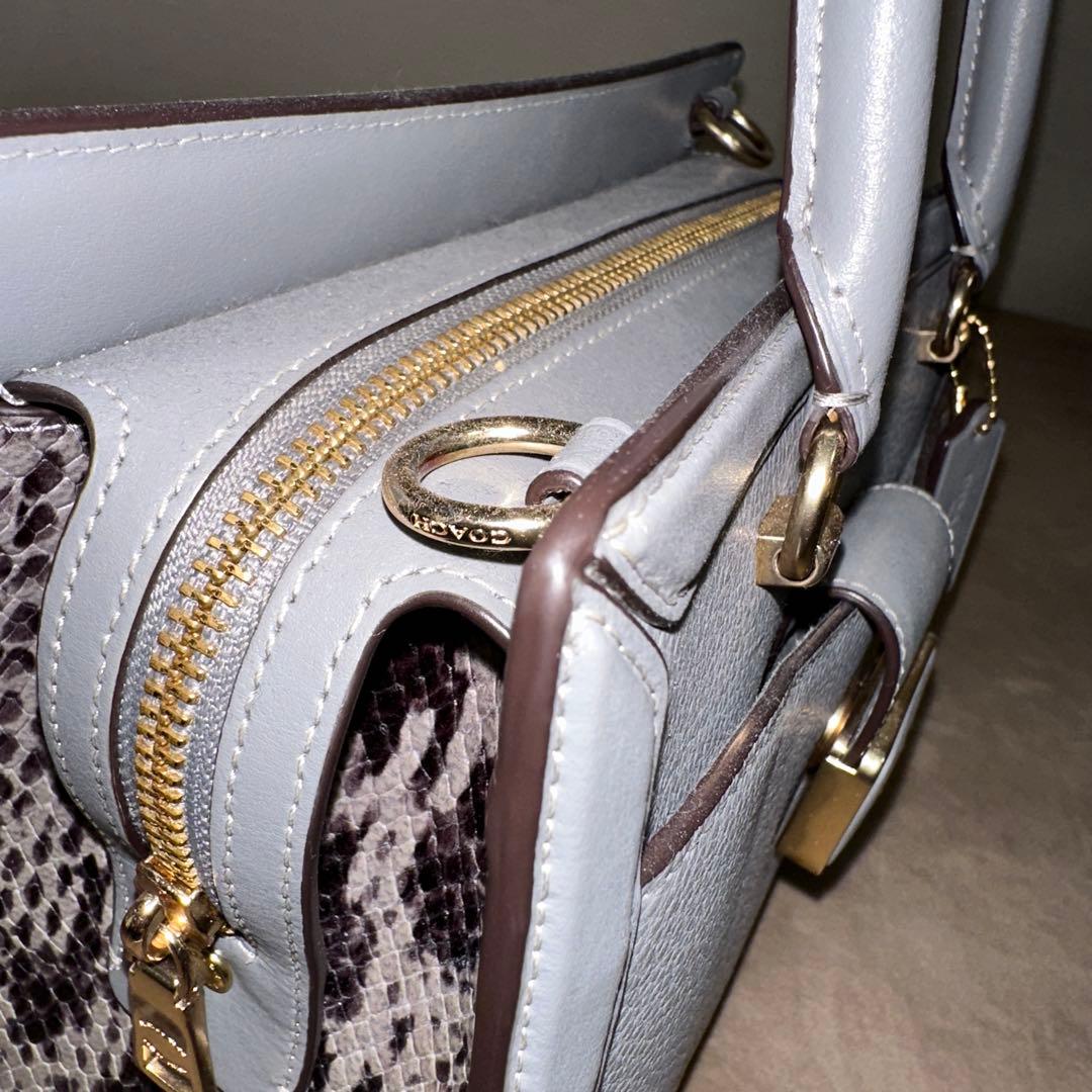 purin グレー レザー ショルダー・ハンドバッグ