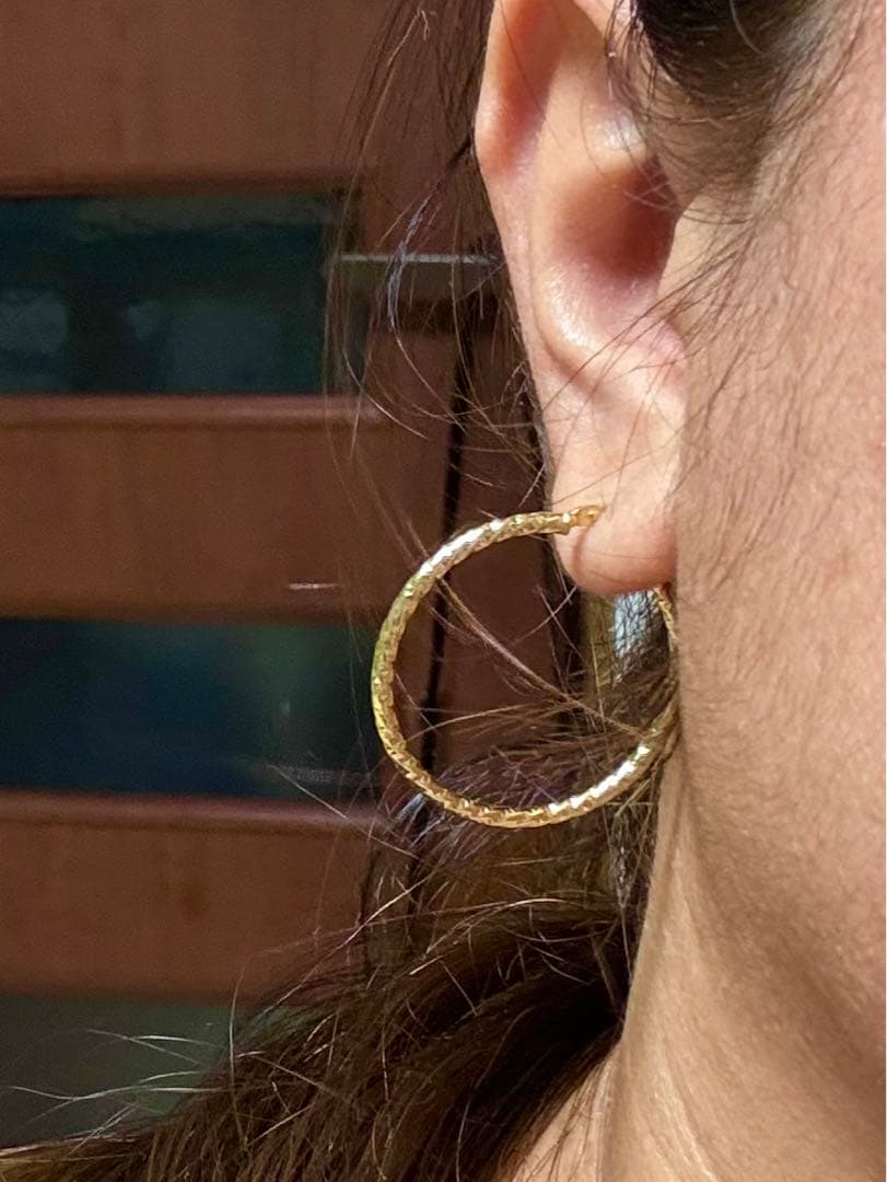 18金ゴールドフープピアス 2x28mm 2g