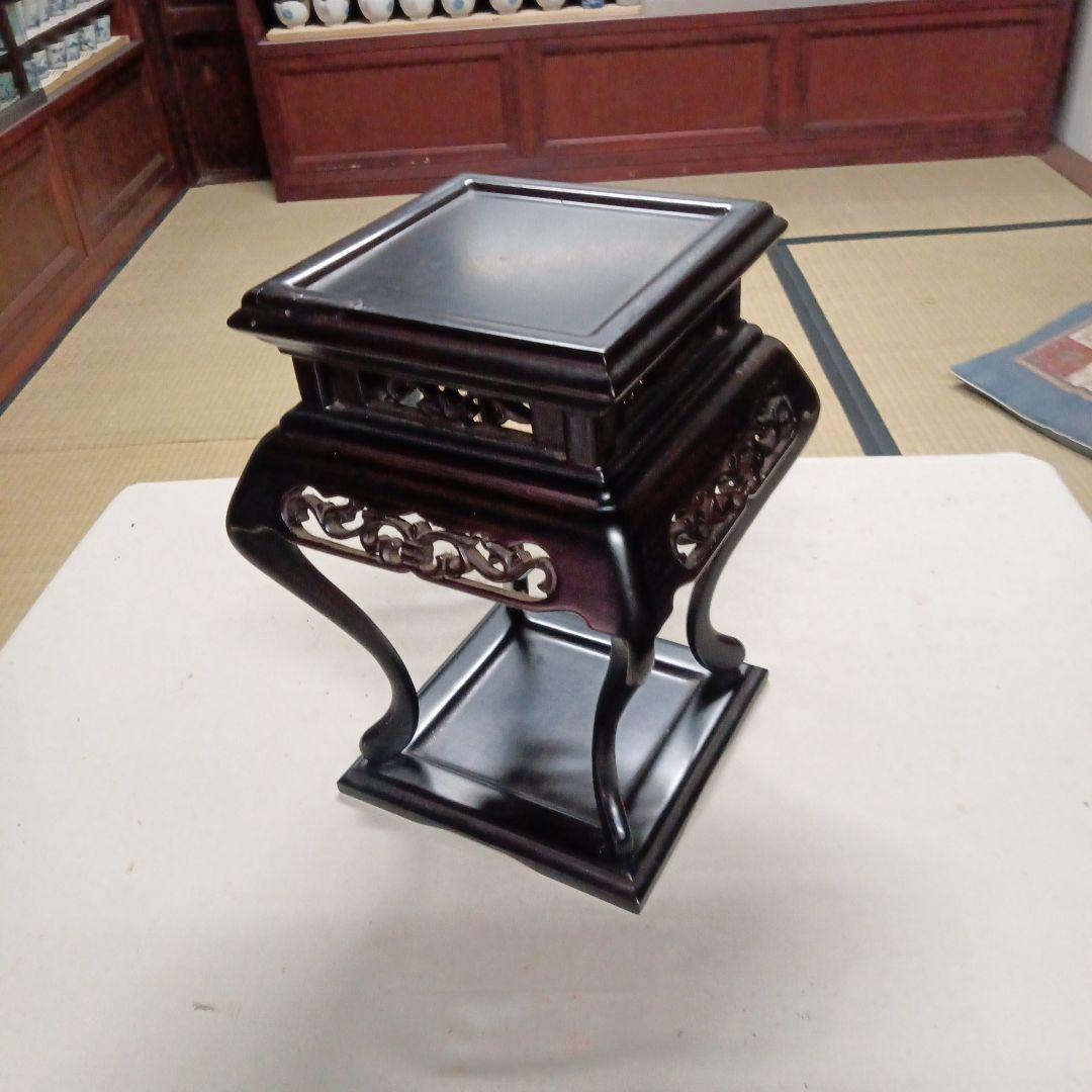 黒色木製座卓・ちゃぶ台　古い花台　黒檀