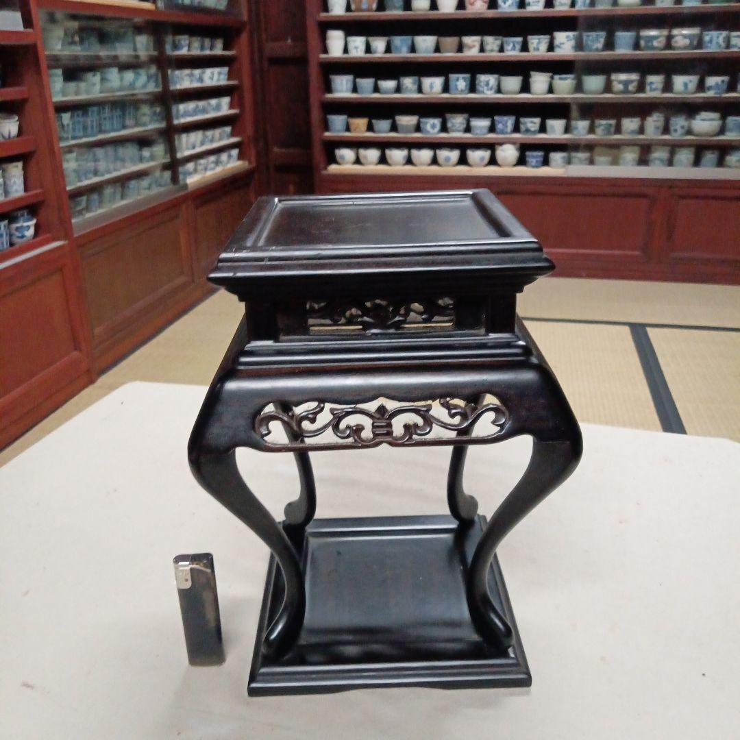 黒色木製座卓・ちゃぶ台　古い花台　黒檀