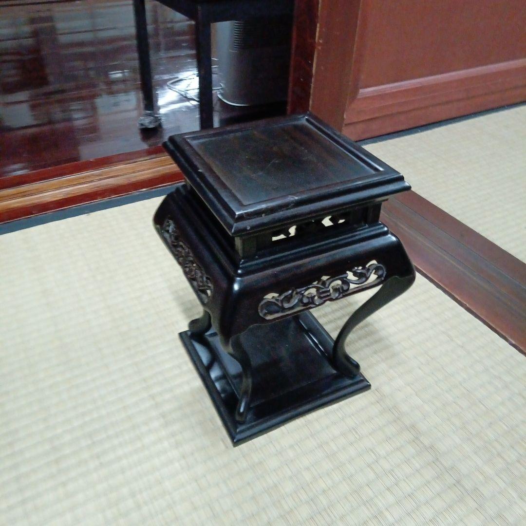 黒色木製座卓・ちゃぶ台　古い花台　黒檀