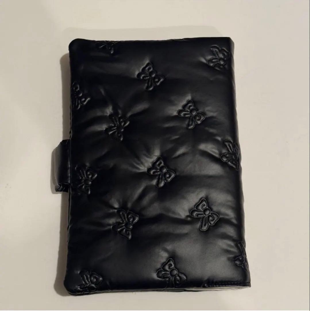 バインダーカバー　ブラック　リボン　A6 韓国　貯金