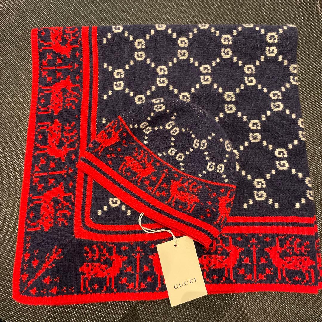 GUCCI 新品未使用　ニット帽　ブランケット　膝掛け