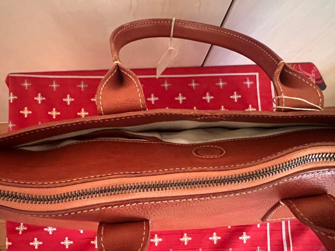 genten ブラウンレザー ビジネスバッグ