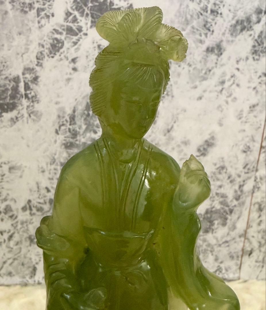 中国美術 翡翠？ 天女 置物 オブジェ インテリア