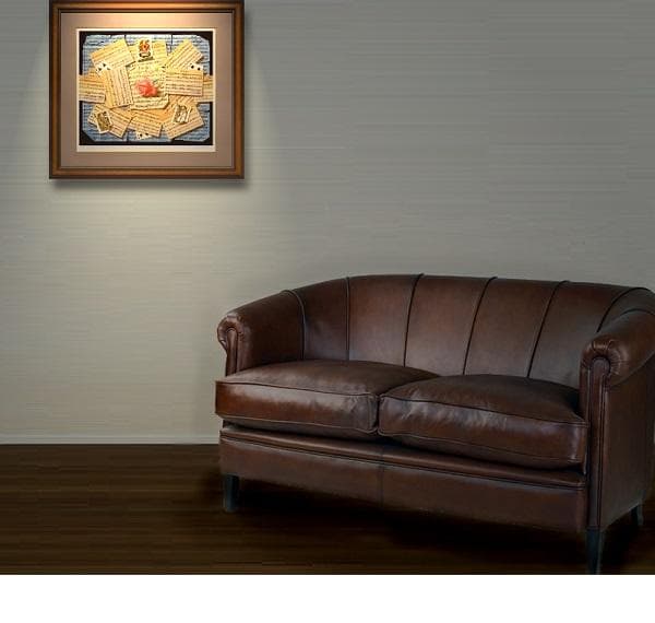 ★人気画家 陶山充 写実画 トランプと楽譜と薔薇 本物保証書付