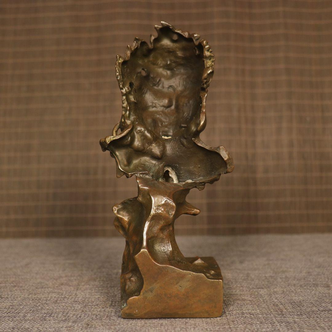 銅 細工 釈迦如来仏仏像 事務デスクトップ机 茶室 茶寵 置物 装飾品 工芸品